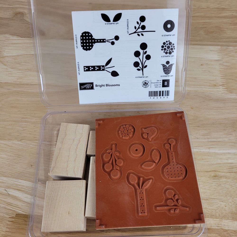 Stampin UP! Bright Blossoms Stamps set of 8 Retired New Old Stock